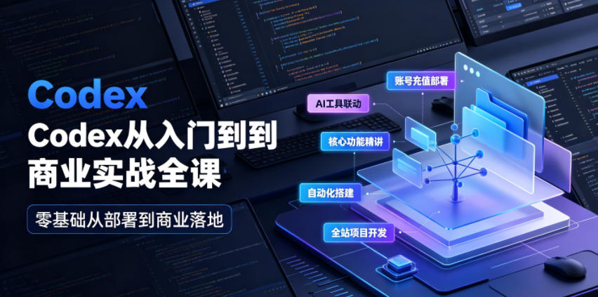 Codex从入门到商业实战全课|账号充值部署、AI工具联动、核心功能精讲、自动化搭建、全站项目开发零基础教程-研习库