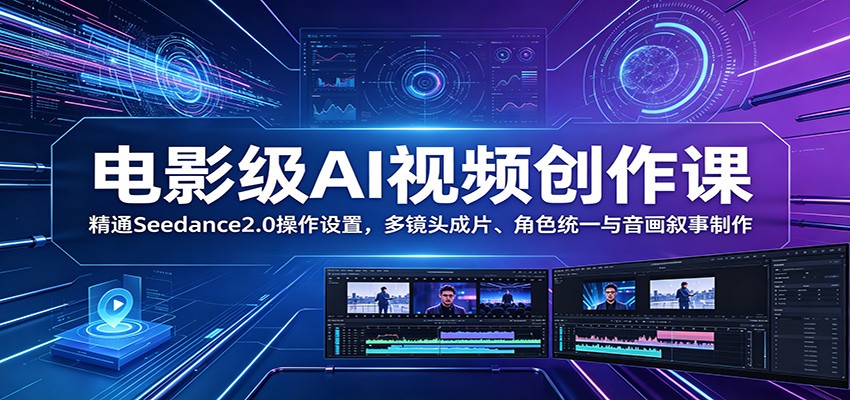 电影级AI视频创作课:精通Seedance2.0操作设置,多镜头成片、角色统一与音画叙事制作-研习库