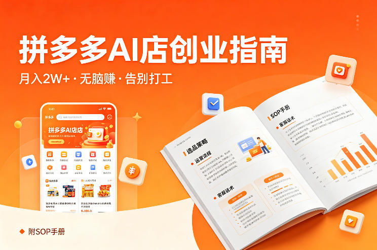 开一家拼多多AI店，月入2W+，无脑賺，告别打工，附SOP手册