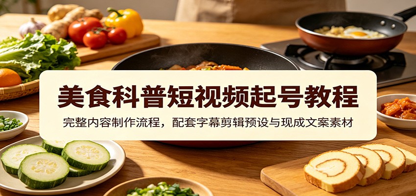 美食科普短视频起号教程:完整内容制作流程,配套字幕剪辑预设与现成文案素材-研习库
