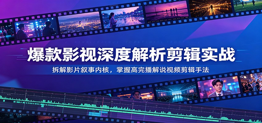 爆款影视深度解析剪辑实战:拆解影片叙事内核,掌握高完播解说视频剪辑手法-研习库
