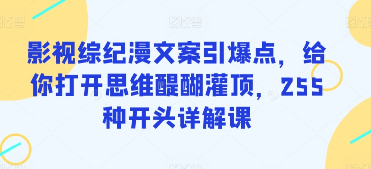 影视综纪漫文案引爆点,给你打开思维醍醐灌顶,255种开头详解课-研习库