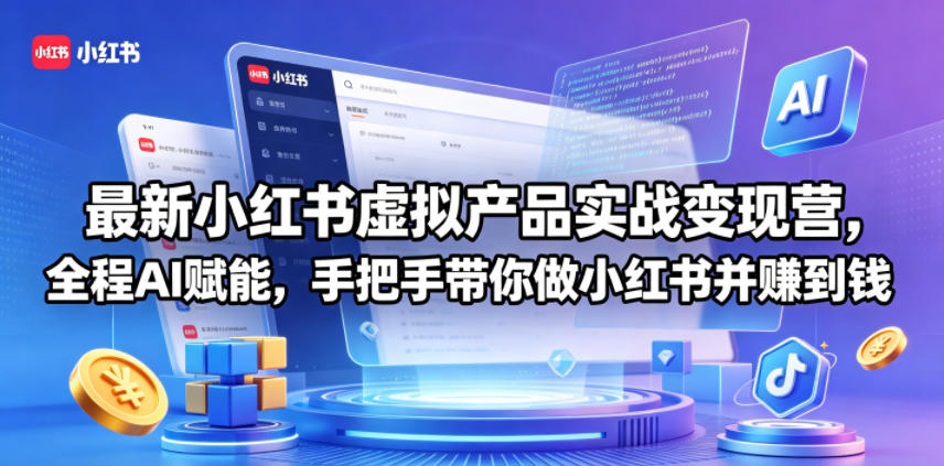最新小红书虚拟产品实战变现营，全程AI赋能，手把手带你做小红书并赚到钱-研习库