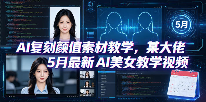 AI复刻颜值素材教学，某大佬5月最新AI美女教学视频，内含4月好物复刻教学-研习库