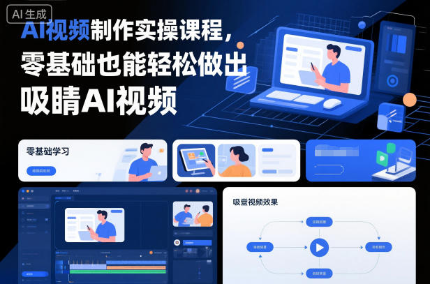 AI视频制作实操课程,零基础也能轻松做出吸睛AI视频-研习库