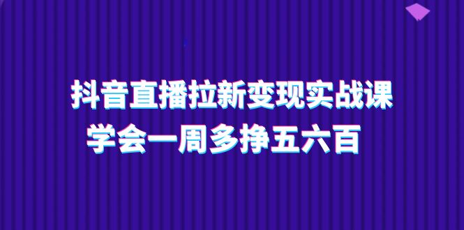 (11254期)抖音直播拉新变现实操课,学会一周多挣五六百(15节课)-研习库