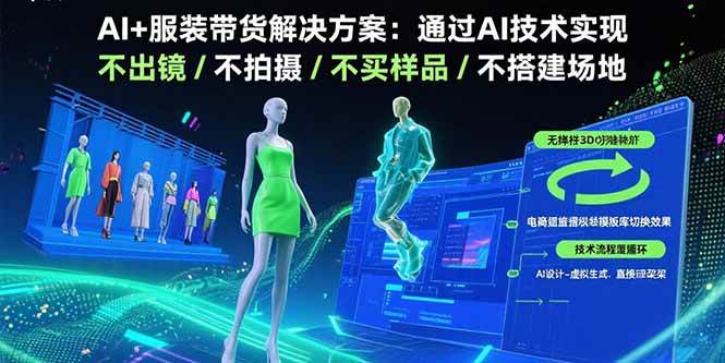 (15728期)AI+服装带货解决方案:通过AI技术实现 不出镜/不拍摄/不买样品/不搭建场地-研习库