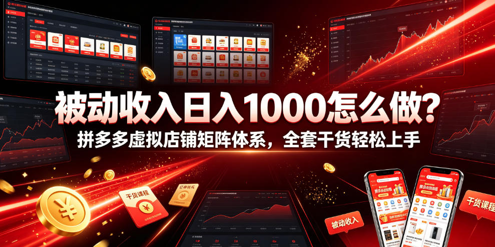 被动收入日入1000怎么做？拼多多虚拟店铺矩阵体系，全套干货轻松上手【揭秘】-研习库