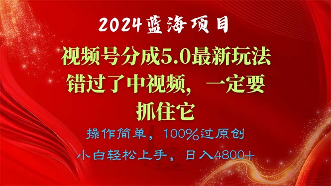 (11032期)2024蓝海项目,视频号分成计划5.0最新玩法,错过了中视频,一定要抓住…-研习库