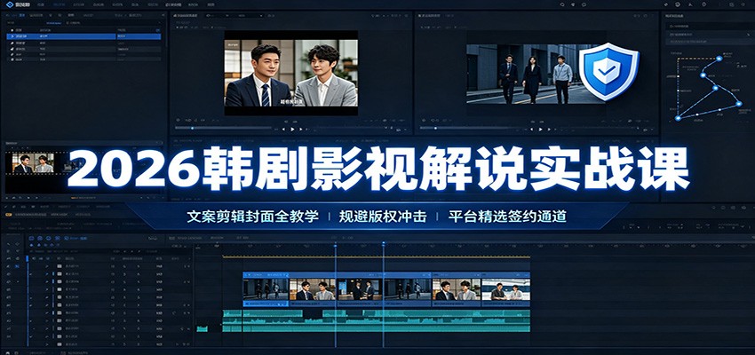 2026韩剧影视解说实战课:文案剪辑封面全教学,规避版权冲击平台精选签约通道-研习库