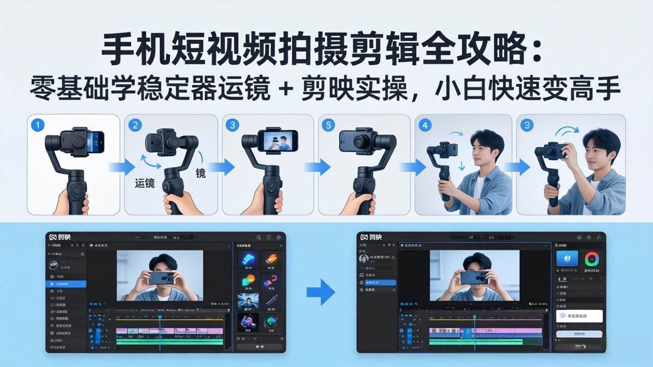 (18003期)手机短视频拍摄剪辑全攻略:零基础学稳定器运镜 + 剪映实操,小白快速变高手-研习库