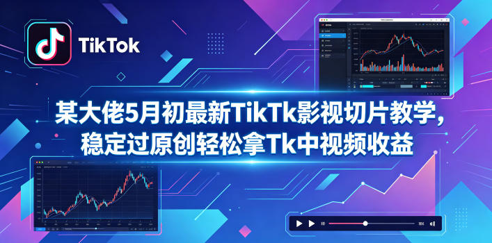 某大佬5月初最新TikTk影视切片教学,稳定过原创轻松拿Tk中视频收益-研习库