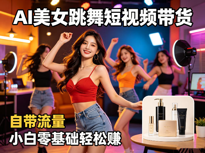 AI美女跳舞短视频带货:自带流量,小白零基础轻松賺,详细拆解-研习库