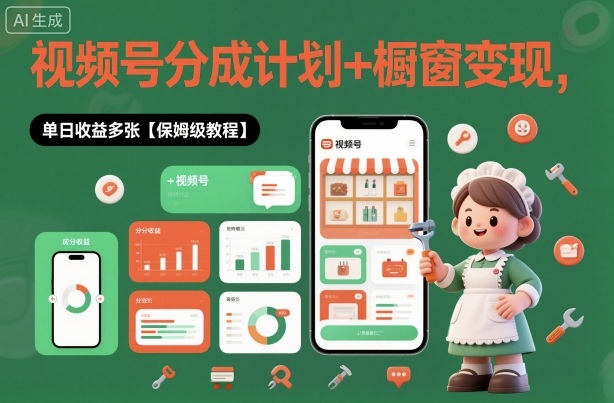 外面收费1980视频号分成计划+橱窗变现，单日收益多张【保姆级教程】-研习库