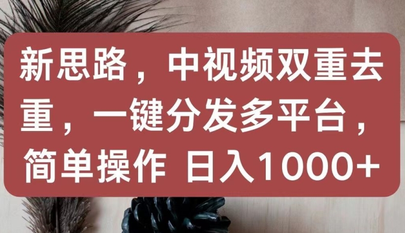 新思路,中视频双重去重,一键分发多平台,简单操作,日入1000+-研习库