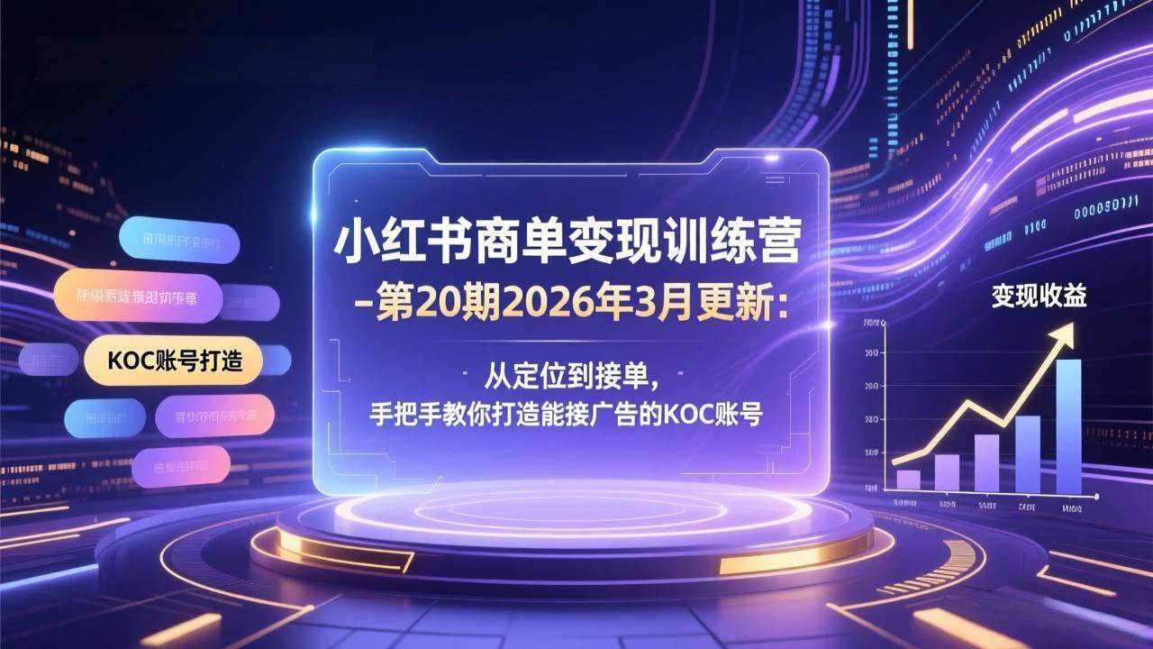 （17590期）小红书商单变现训练营-第20期26年3月更新：从定位到接单，手把手教你打造能接广告的KOC账号-研习库