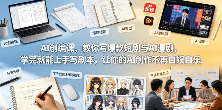 AI创编课，教你写爆款短剧与AI漫剧，学完就能上手写剧本，让你的AI创作不再自娱自乐-研习库