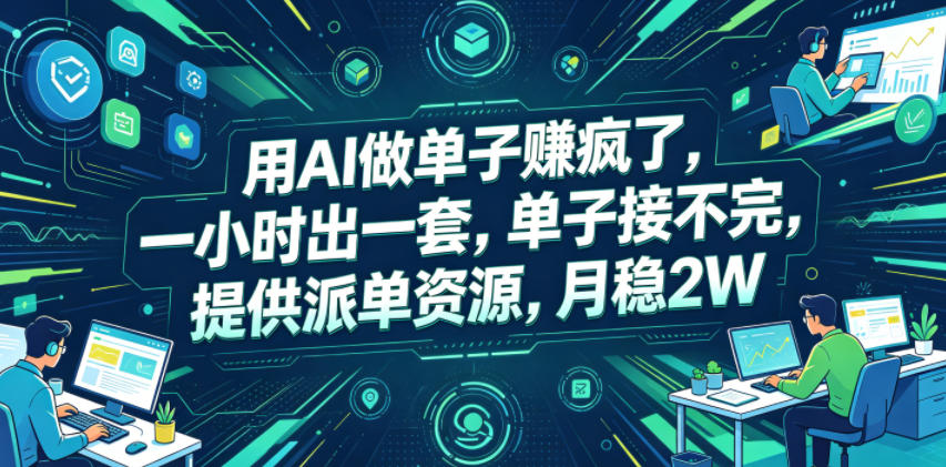 用AI做单子賺疯了,一小时出一套,单子接不完,提供派单资源,月稳2W【揭秘】-研习库