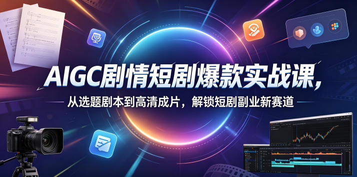 AIGC剧情短剧爆款实战课，从选题剧本到高清成片，解锁短剧副业新赛道-研习库