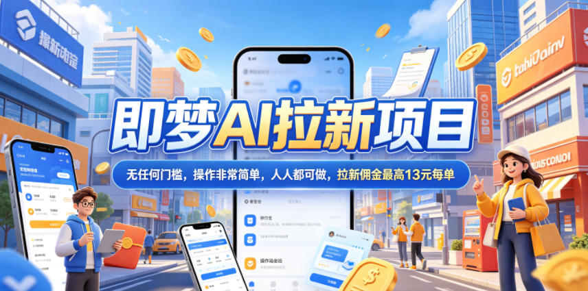 2026年即梦AI拉新项目最新玩法，无任何门槛，操作非常简单，人人都可做，拉新佣金最高13米每单（更新6月）-研习库