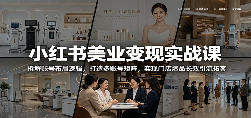 小红书美业变现实战课:拆解账号布局逻辑,打造多账号矩阵,实现门店爆品长效引流拓客-研习库