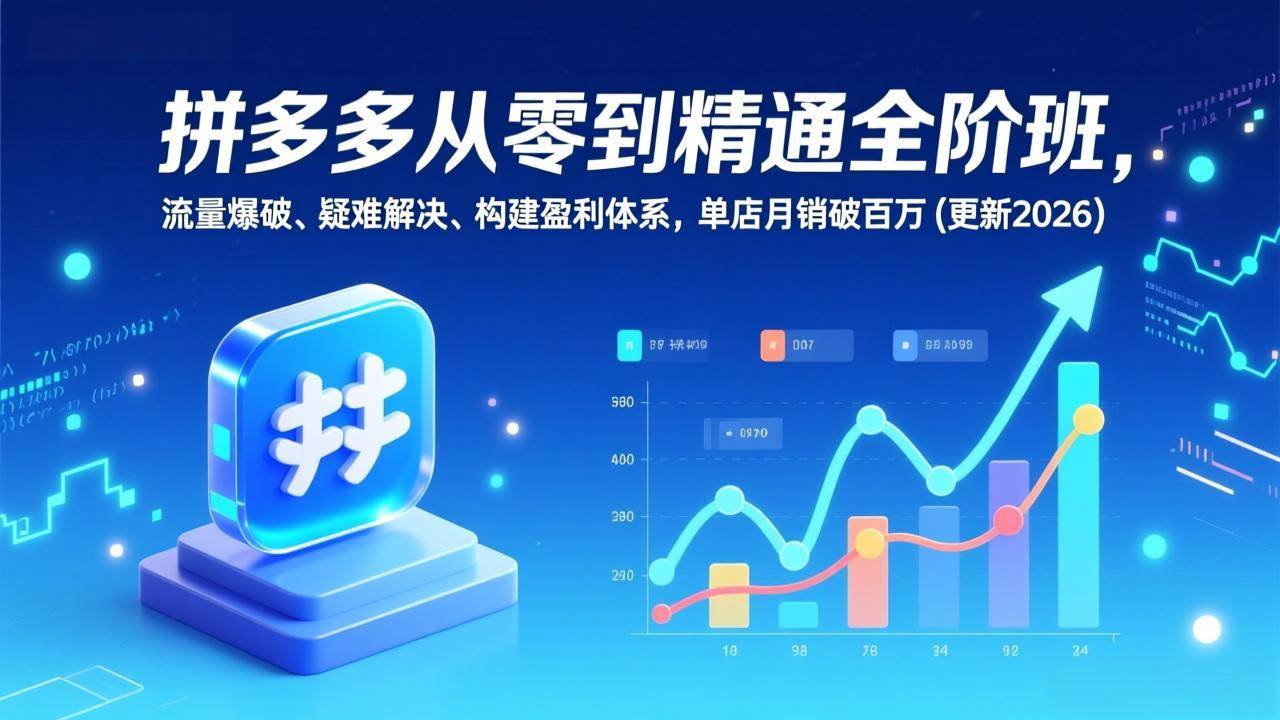 （17148期）拼多多从零到精通全阶班，流量爆破、疑难解决，构建盈利体系，单店月销破百万(更新2026)-研习库