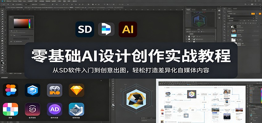 零基础AI设计创作实战教程：从SD软件入门到创意出图，轻松打造差异化自媒体内容-研习库
