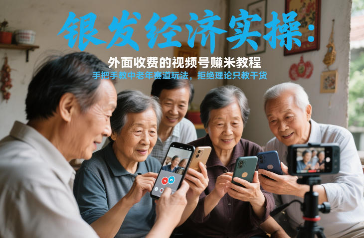 银发经济实操：外面收费的视频号賺米教程，手把手教中老年赛道玩法，拒绝理论只教干货-研习库