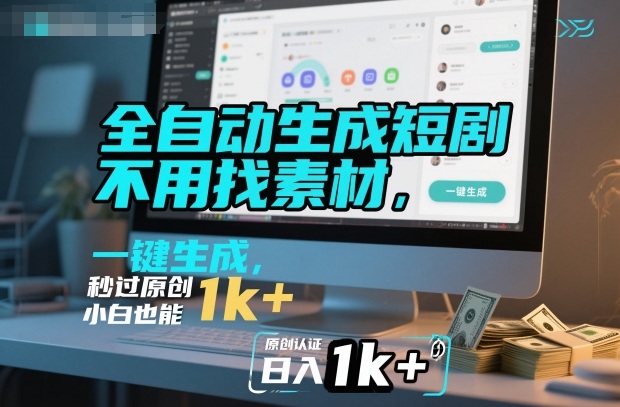 全自动生成短剧,不用找素材,不用剪辑,一键生成,秒过原创,小白也能轻松日入1k+【揭秘】-研习库