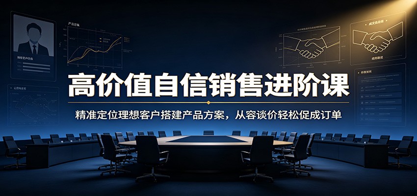 高价值自信销售进阶课：精准定位理想客户搭建产品方案，从容谈价轻松促成订单-研习库