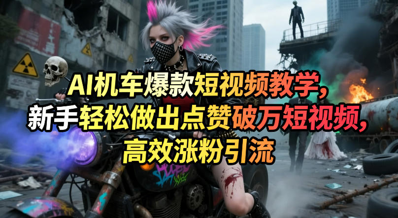AI机车爆款短视频教学，新手轻松做出点赞破万短视频，高效涨粉引流-研习库