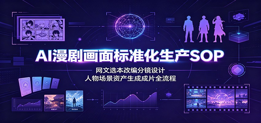 AI漫剧画面标准化生产SOP:网文选本改编分镜设计,人物场景资产生成成片全流程-研习库