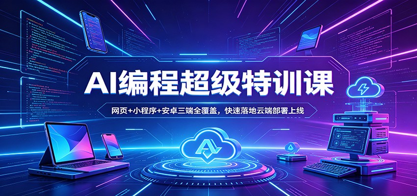 AI编程超级特训课：网页+小程序+安卓三端全覆盖，快速落地云端部署上线-研习库