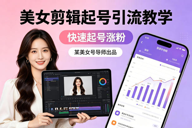 某美女号导师出品:美女剪辑起号引流教学,快速起号涨粉-研习库