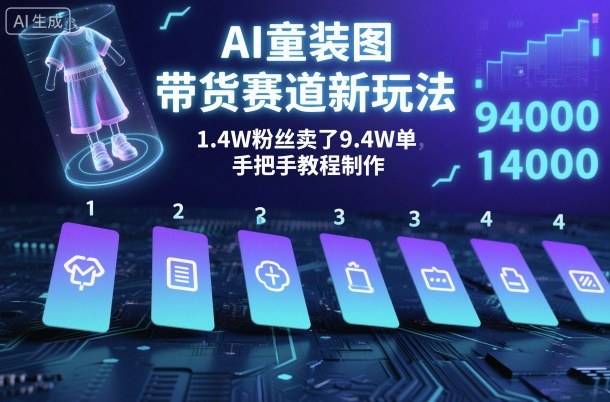 AI童装图文带货赛道新玩法，1.4W粉丝卖了9.4W单，手把手教程制作-研习库