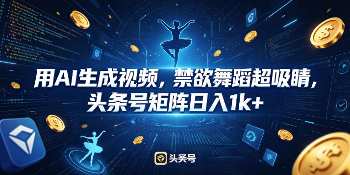 用AI生成视频，禁欲舞蹈超吸睛，头条号矩阵日入1k+-研习库