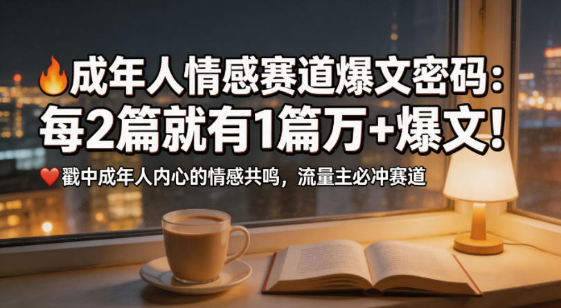 公众号流量主成年人情感心理赛道，流量最大，受众最广的主流赛道之一，平均每2篇就有1篇万爆文章-研习库