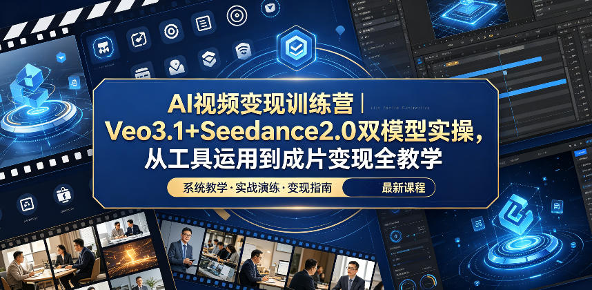 AI视频变现训练营|Veo3.1+Seedance2.0双模型实操,从工具运用到成片变现全教学-研习库