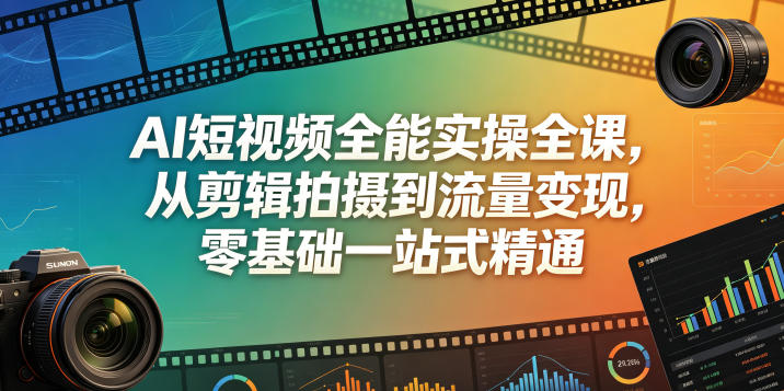 AI短视频全能实操全课，从剪辑拍摄到流量变现，零基础一站式精通-研习库