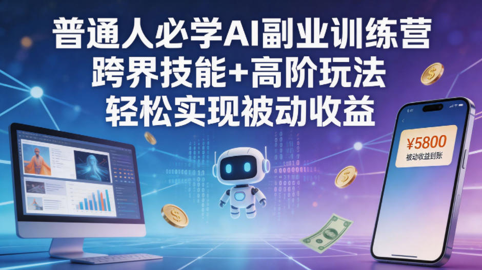 普通人必学AI副业训练营跨界技能+高阶玩法轻松实现被动收益-研习库