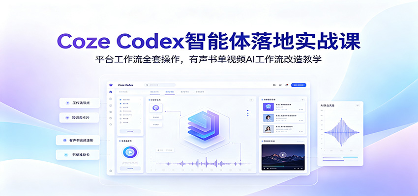 Coze Codex智能体落地实战课:平台工作流全套操作,有声书单视频AI工作流改造教学-研习库