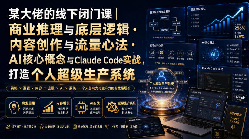某大佬的线下闭门课|商业推理与底层逻辑・内容创作与流量心法・AI核心概念与Claude Code实战,打造个人超级生产系统【录音+图片】-研习库