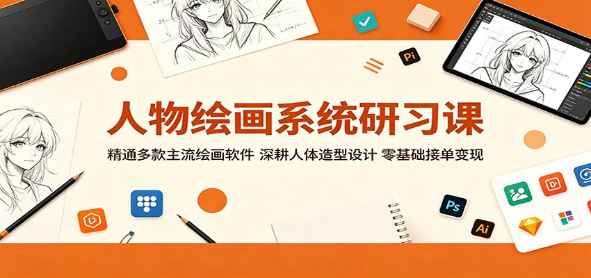 人物绘画系统研习课：精通多款主流绘画软件，深耕人体造型设计，零基础接单变现-研习库