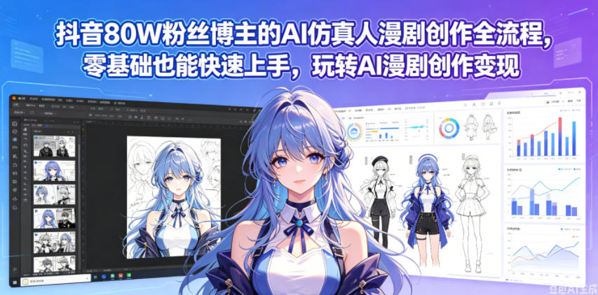 抖音80W粉丝博主的AI仿真人漫剧创作全流程,零基础也能快速上手,玩转AI漫剧创作变现-研习库