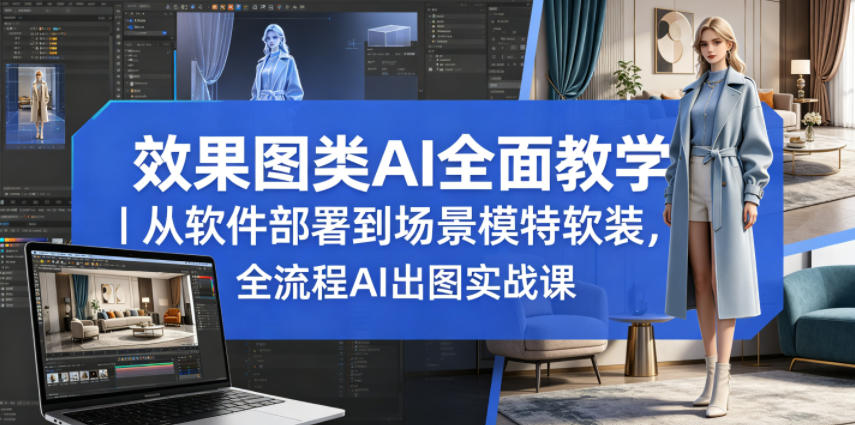 效果图类AI全面教学｜从软件部署到场景模特软装，全流程AI出图实战课-研习库