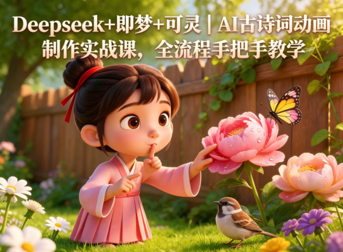 Deepseek+即梦+可灵｜AI古诗词动画制作实战课，全流程手把手教学-研习库