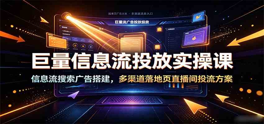 巨量信息流投放实操课:信息流搜索广告搭建,多渠道落地页直播间投流方案-研习库
