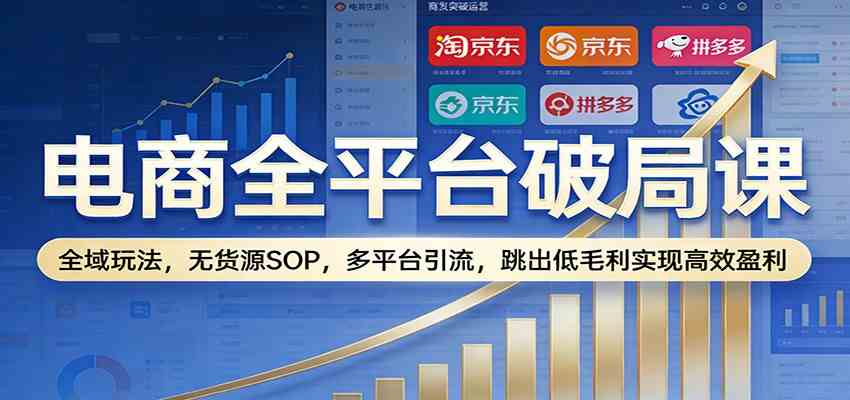 电商全平台破局课：全域玩法，无货源SOP，多平台引流，跳出低毛利实现高效盈利-研习库