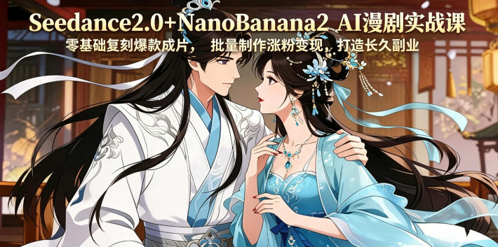 Seedance2.0+NanoBanana2 AI漫剧实战课，零基础复刻爆款成片涨粉变现，打造长久副业收益-研习库