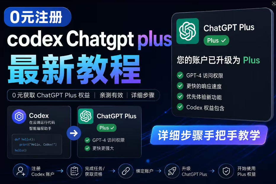 0元全自动注册codex gpt plus最新教程，0元获取GPT Plus权益，手把手详细教学-研习库